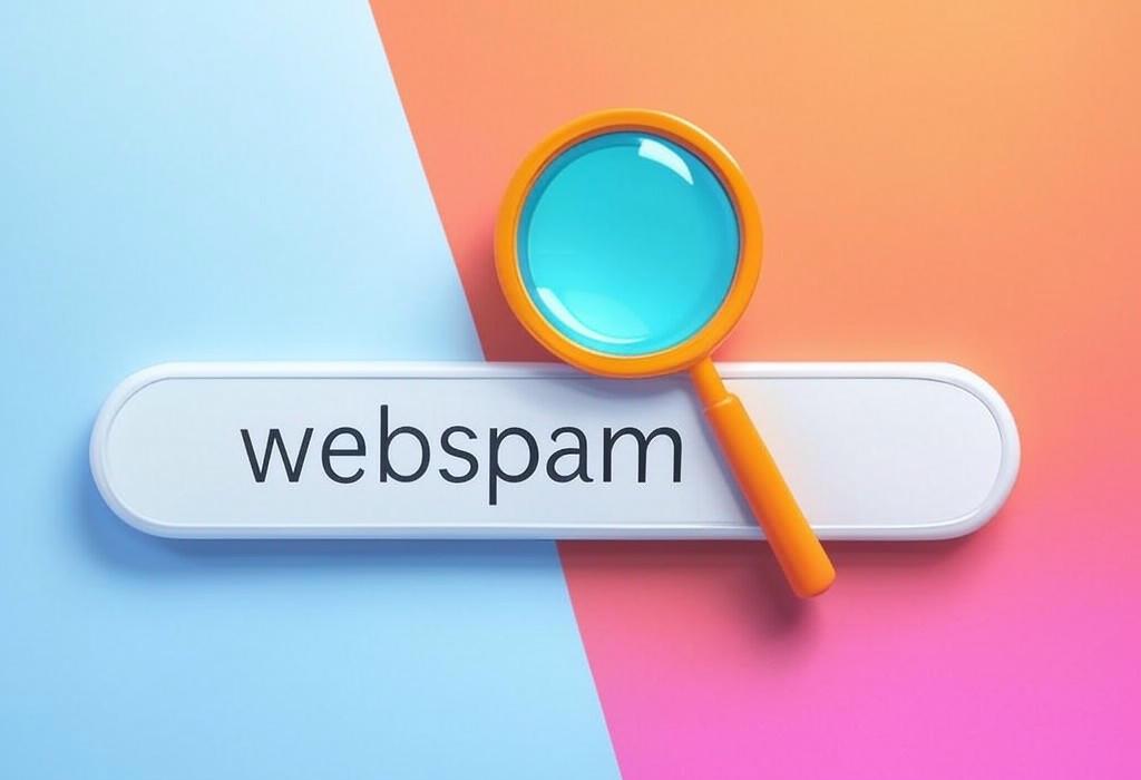 A search bar and a magnifying glass with a vivid gradient background exploring the topic of Webspam tricks damage your site's reputation. Learn how to spot sneaky tactics, avoid penalties, and keep your rankings safe. Don't let spammers win at the SEO game!