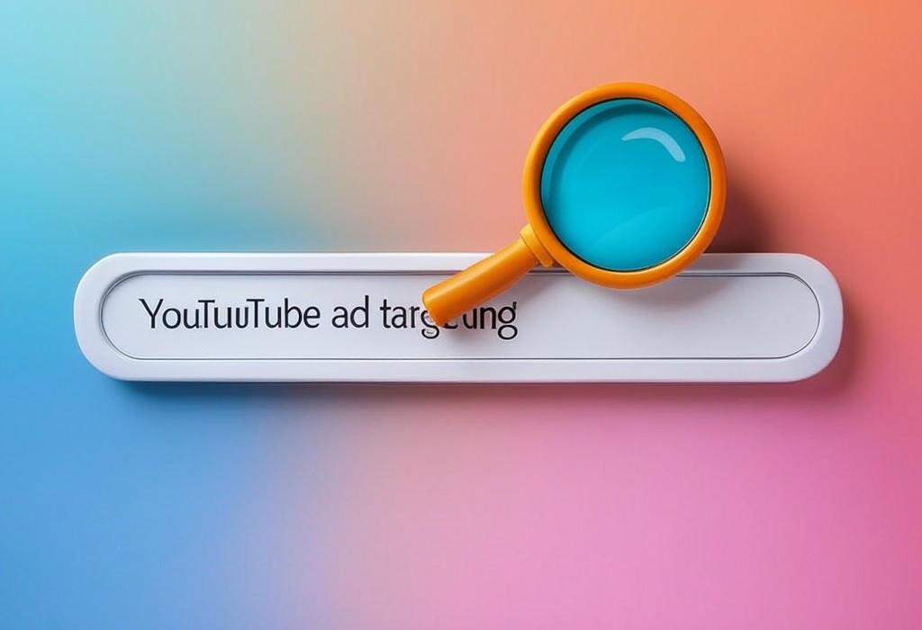 A search bar and a magnifying glass with a vivid gradient background exploring the topic of YouTube ad targeting made simple! Learn how to reach your ideal audience, boost conversions, and maximize ROI with our expert tips. Don't waste money on the wrong viewers.