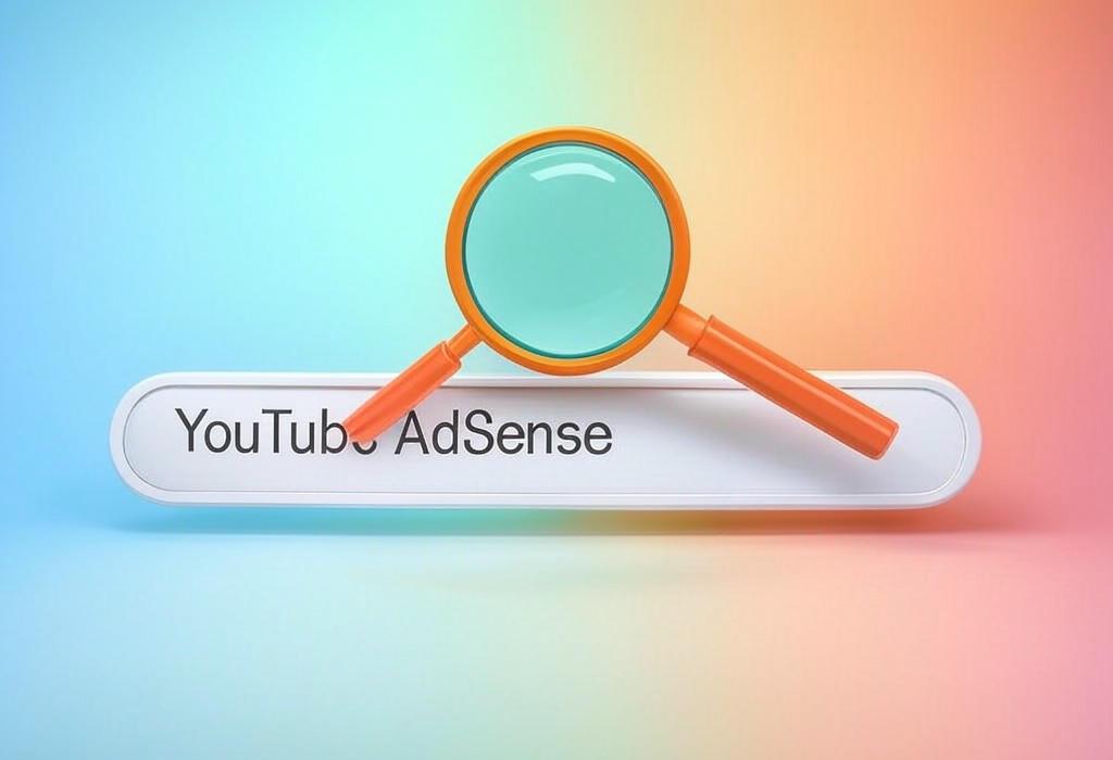 A search bar and a magnifying glass with a vivid gradient background exploring the topic of YouTube AdSense transforms your videos into income. Learn how to monetize your content, boost earnings, and unlock insider tips that top creators don't want you to know.